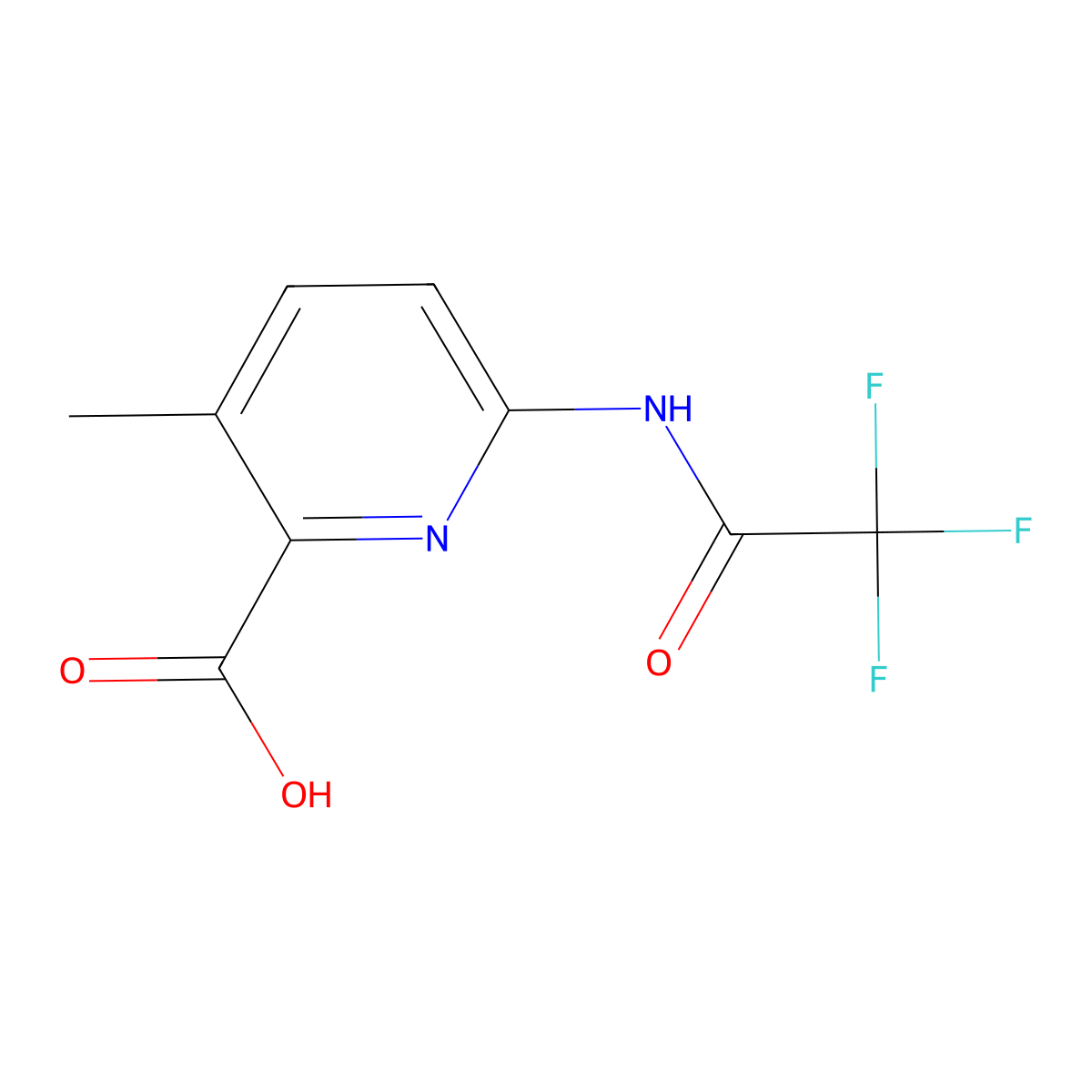 3-Methyl-6-(2,2,2-trifluoroacetamido)pyridine-2-carboxylic acid molecular structure, CAS 2680777-92-6