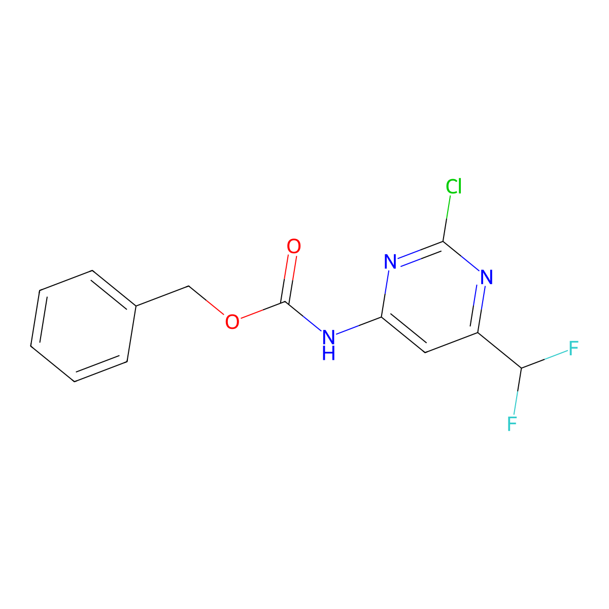 benzyl N-[2-chloro-6-(difluoromethyl)pyrimidin-4-yl]carbamate molecular structure, CAS 2680777-93-7