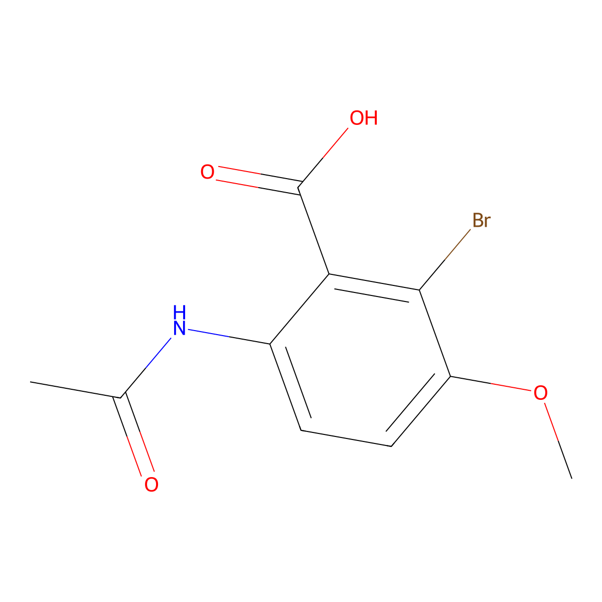 2-Bromo-6-acetamido-3-methoxybenzoic acid molecular structure, CAS 2680777-95-9