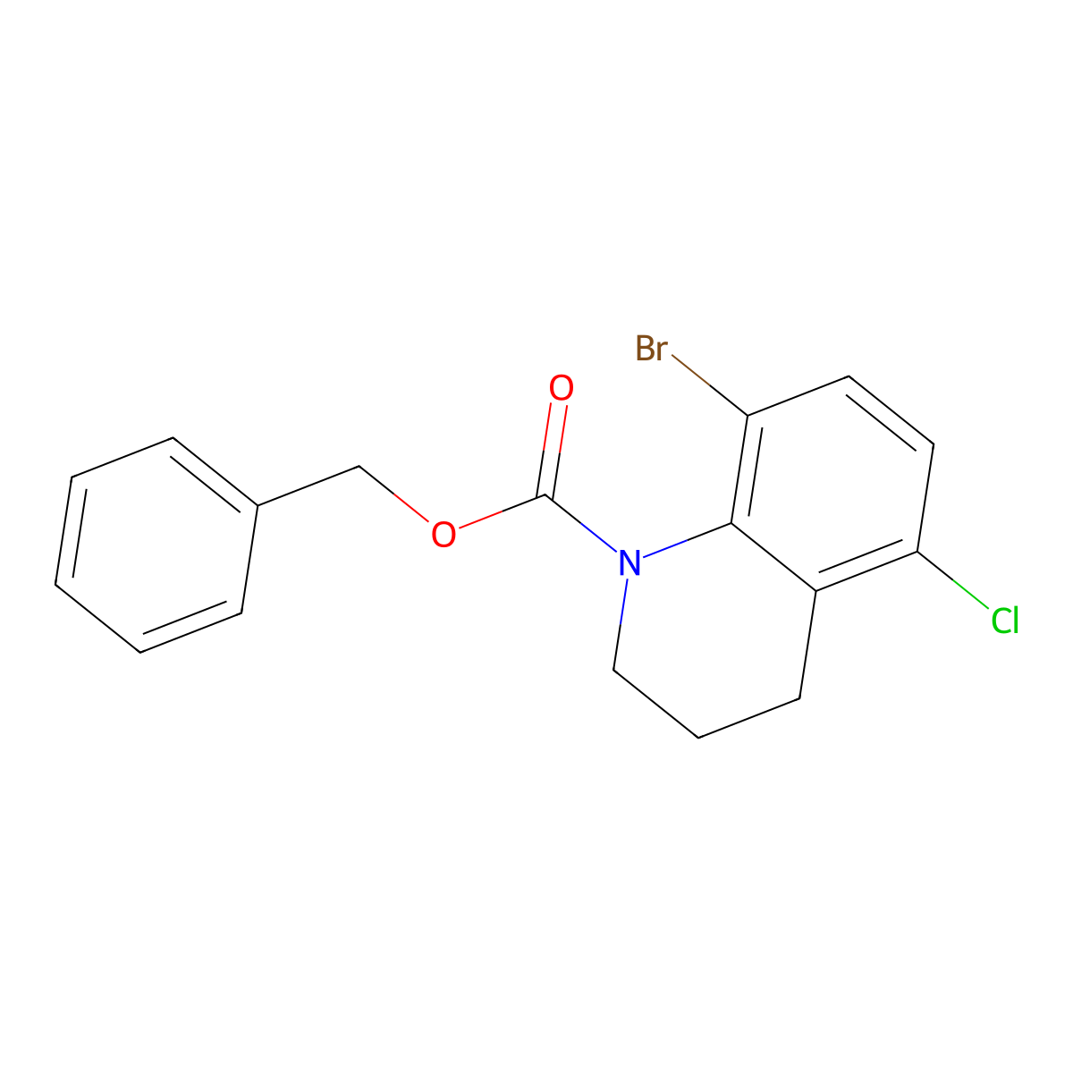 Benzyl 8-bromo-5-chloro-1,2,3,4-tetrahydroquinoline-1-carboxylate molecular structure, CAS 2680777-96-0
