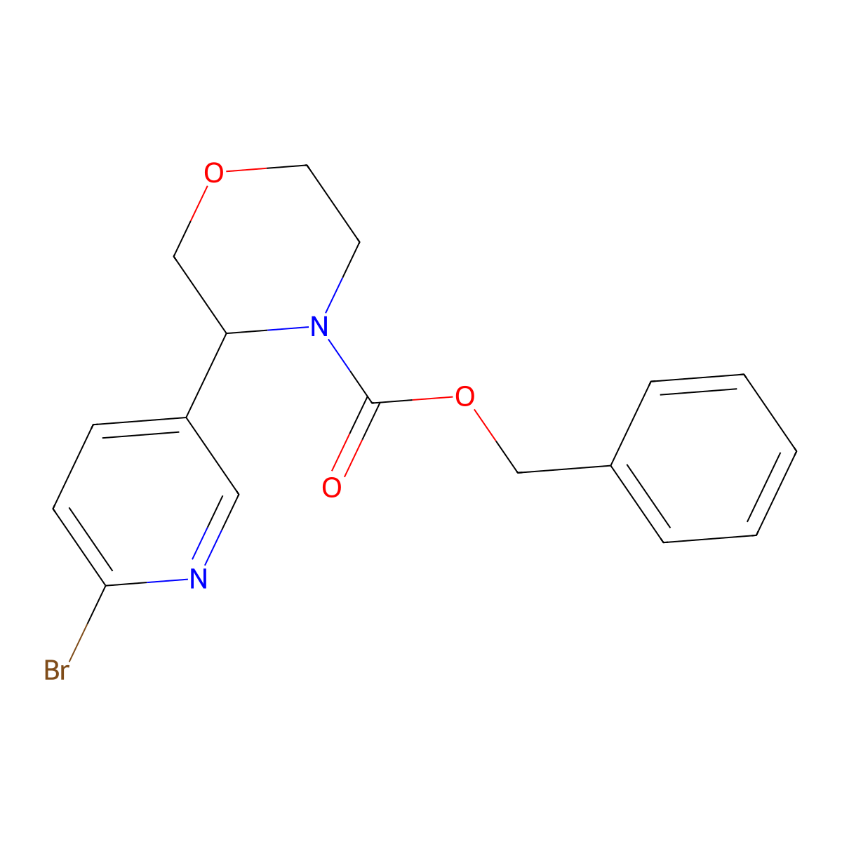 Benzyl 3-(6-bromopyridin-3-yl)morpholine-4-carboxylate molecular structure, CAS 2680777-97-1