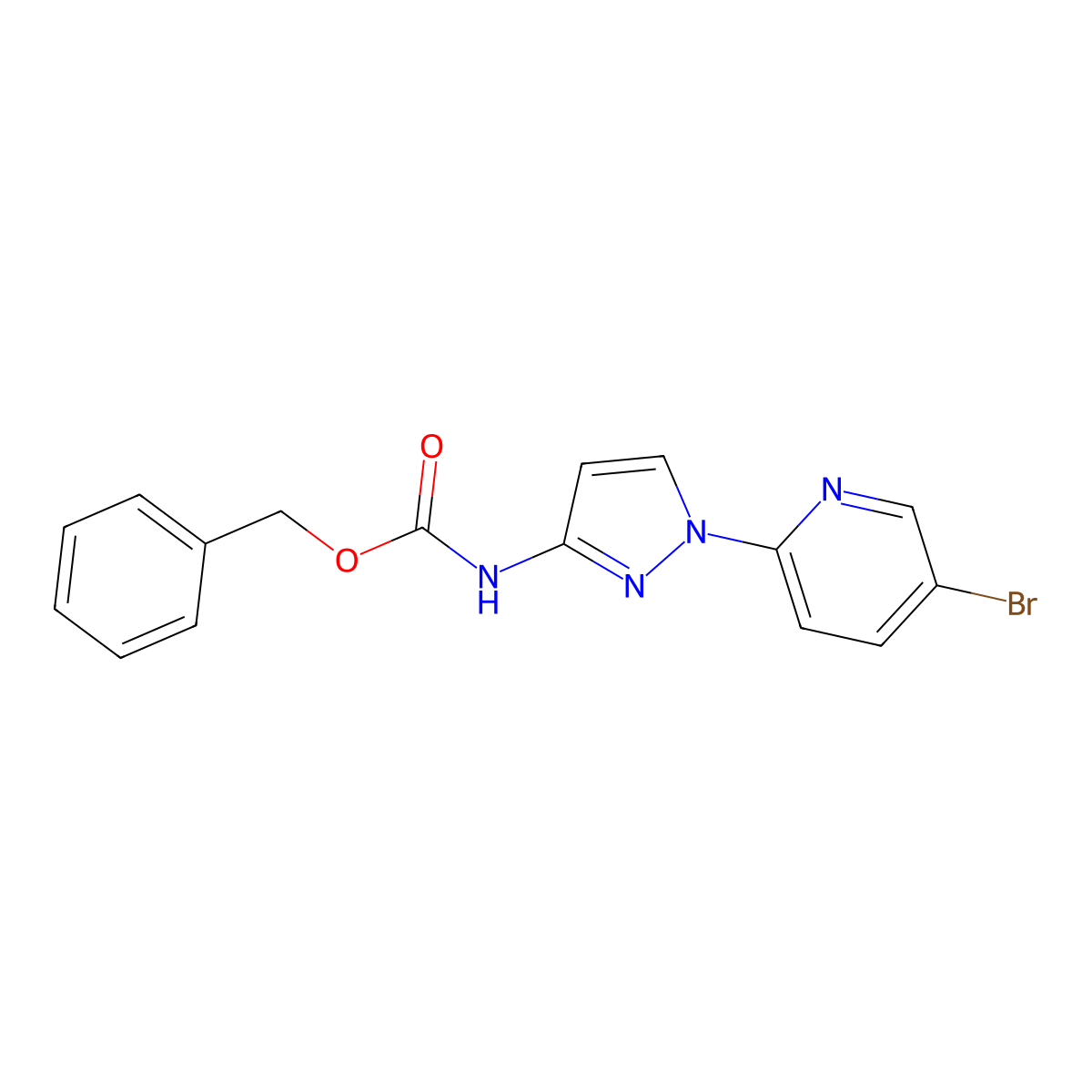 benzyl N-[1-(5-bromopyridin-2-yl)-1H-pyrazol-3-yl]carbamate molecular structure, CAS 2680777-98-2