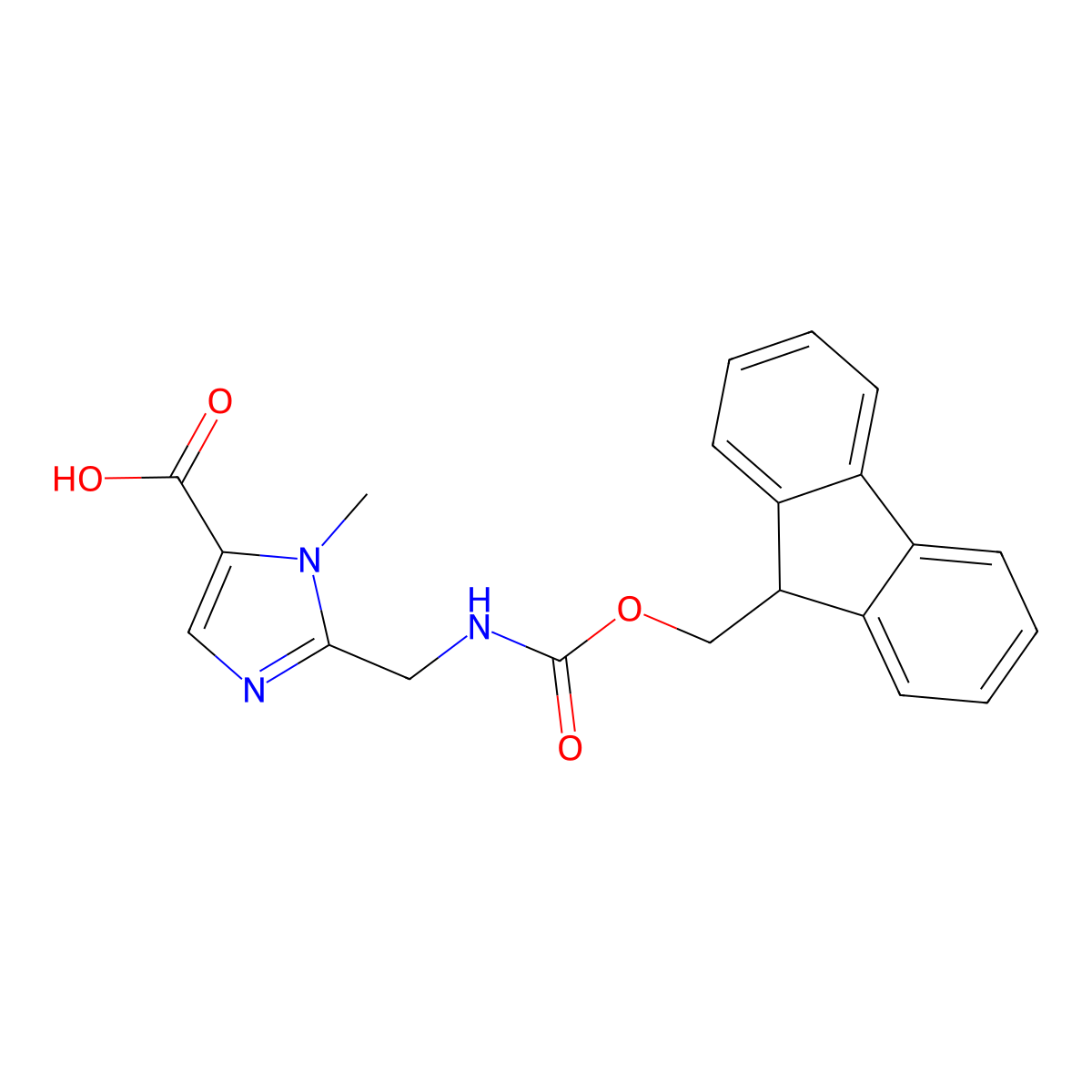 2-[({[(9H-fluoren-9-yl)methoxy]carbonyl}amino)methyl]-1-methyl-1H-imidazole-5-carboxylic acid molecular structure, CAS 2680778-00-9