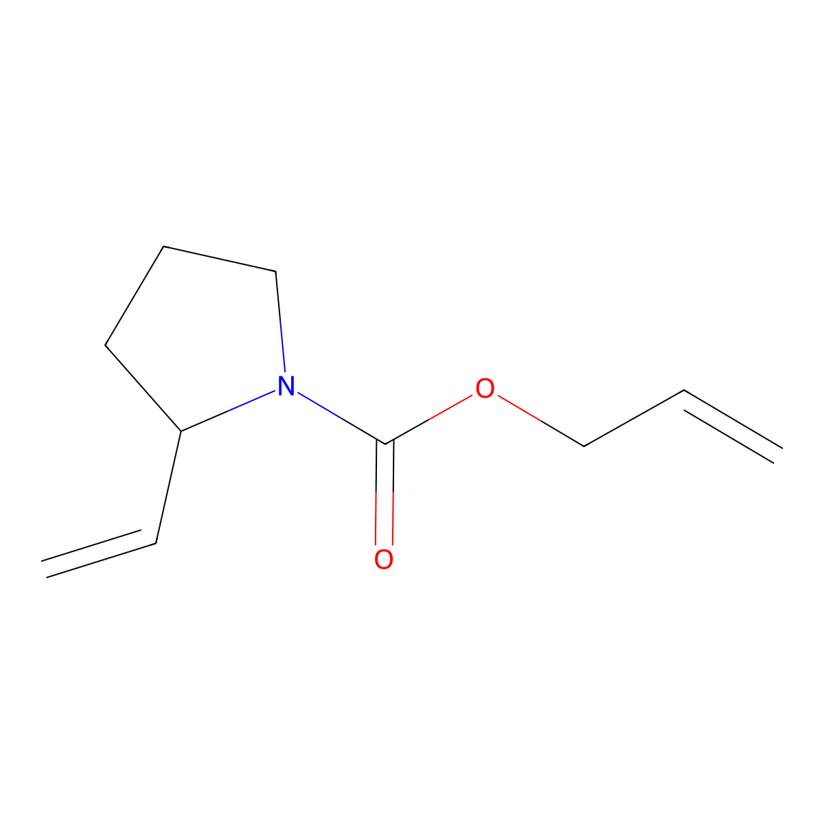 Prop-2-en-1-yl 2-ethenylpyrrolidine-1-carboxylate molecular structure, CAS 2680778-01-0