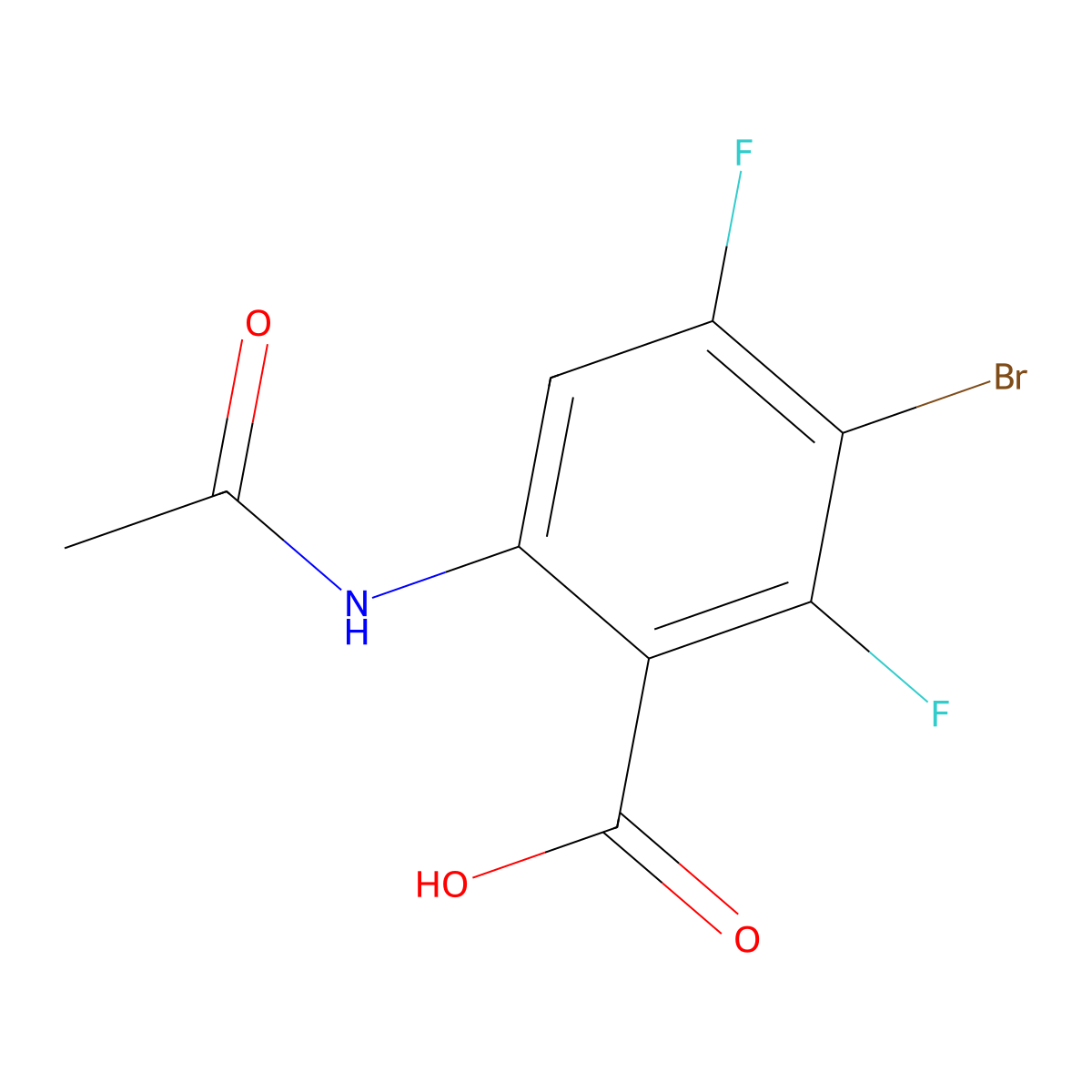 3-Bromo-6-acetamido-2,4-difluorobenzoic acid molecular structure, CAS 2680778-03-2