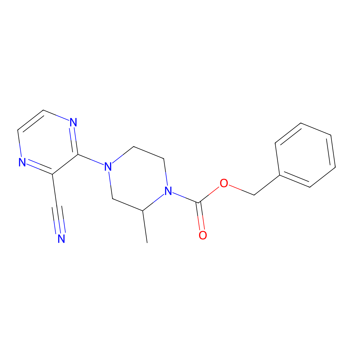 Benzyl 4-(3-cyanopyrazin-2-yl)-2-methylpiperazine-1-carboxylate molecular structure, CAS 2680778-06-5