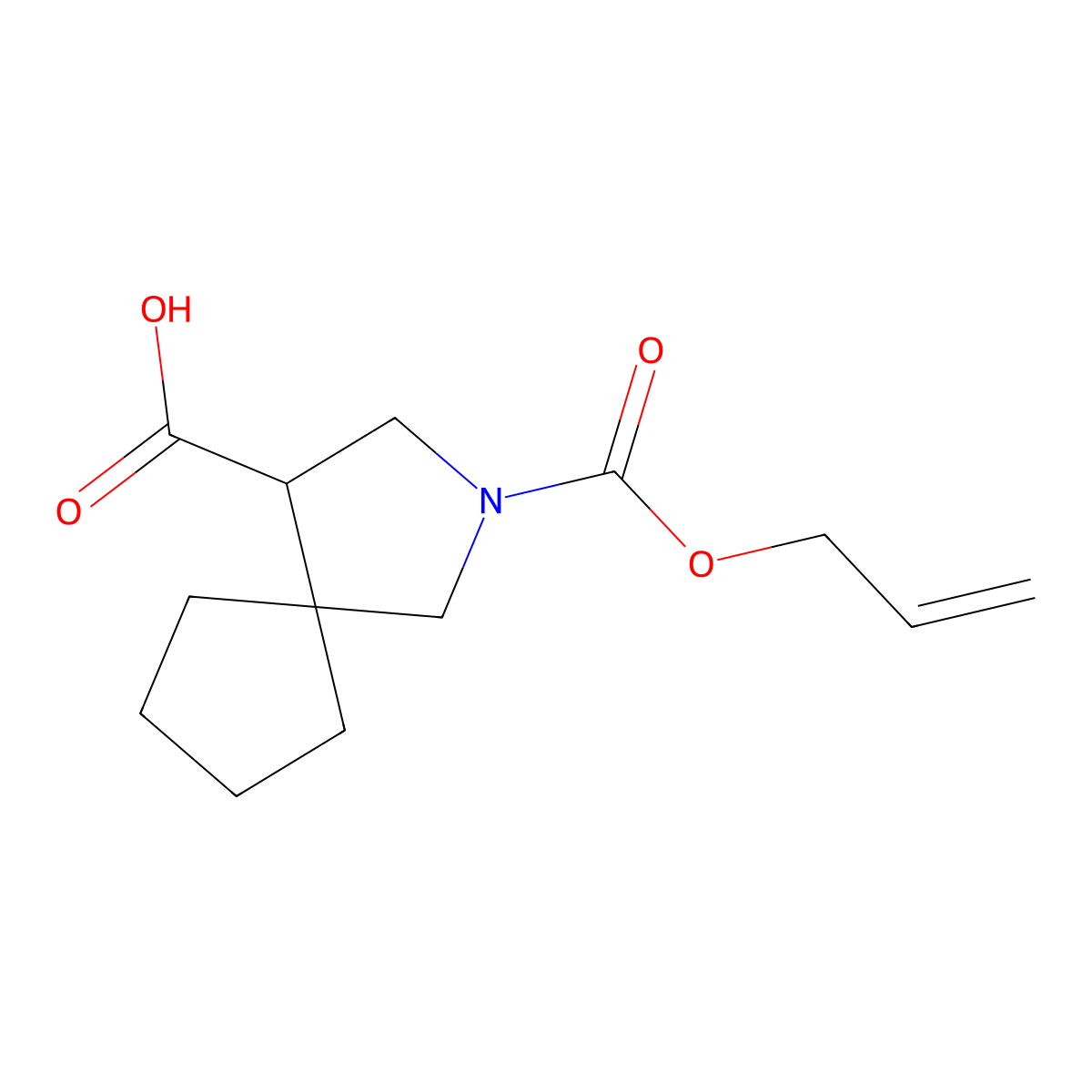 2-[(Prop-2-en-1-yloxy)carbonyl]-2-azaspiro[4.4]nonane-4-carboxylic acid molecular structure, CAS 2680778-10-1