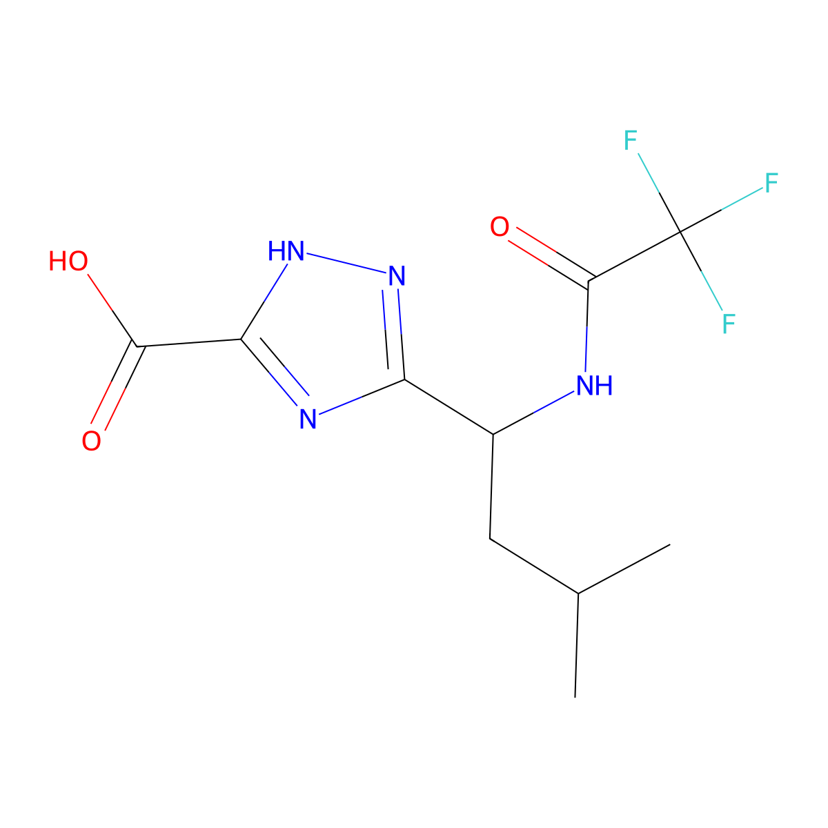 3-[3-methyl-1-(2,2,2-trifluoroacetamido)butyl]-1H-1,2,4-triazole-5-carboxylic acid molecular structure, CAS 2680778-12-3