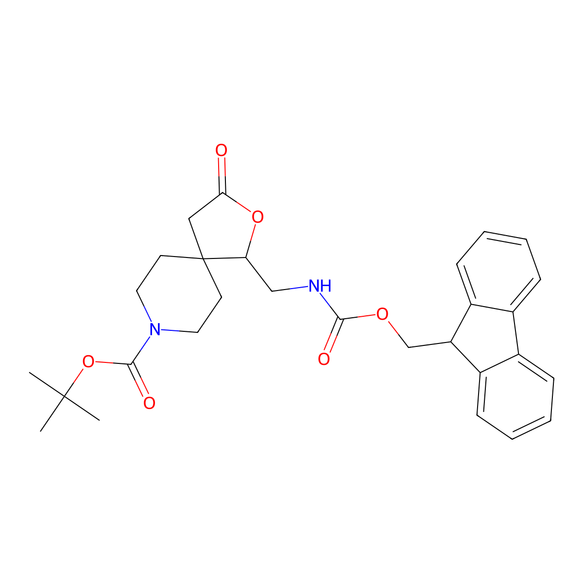 tert-butyl 1-[({[(9H-fluoren-9-yl)methoxy]carbonyl}amino)methyl]-3-oxo-2-oxa-8-azaspiro[4.5]decane-8-carboxylate molecular structure, CAS 2680778-13-4