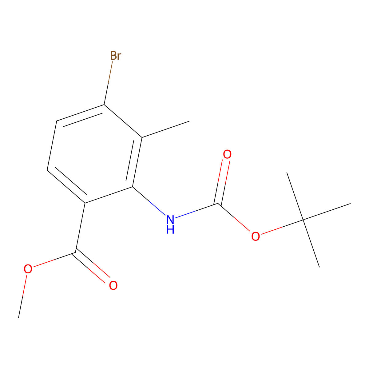 Methyl 4-bromo-2-{[(tert-butoxy)carbonyl]amino}-3-methylbenzoate molecular structure, CAS 2680778-14-5