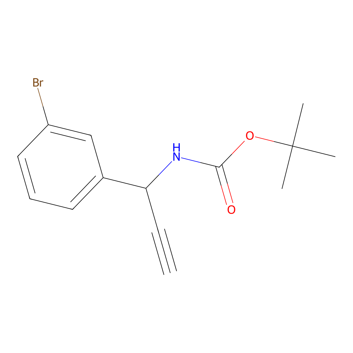 tert-butyl N-[1-(3-bromophenyl)prop-2-yn-1-yl]carbamate molecular structure, CAS 2680778-25-8