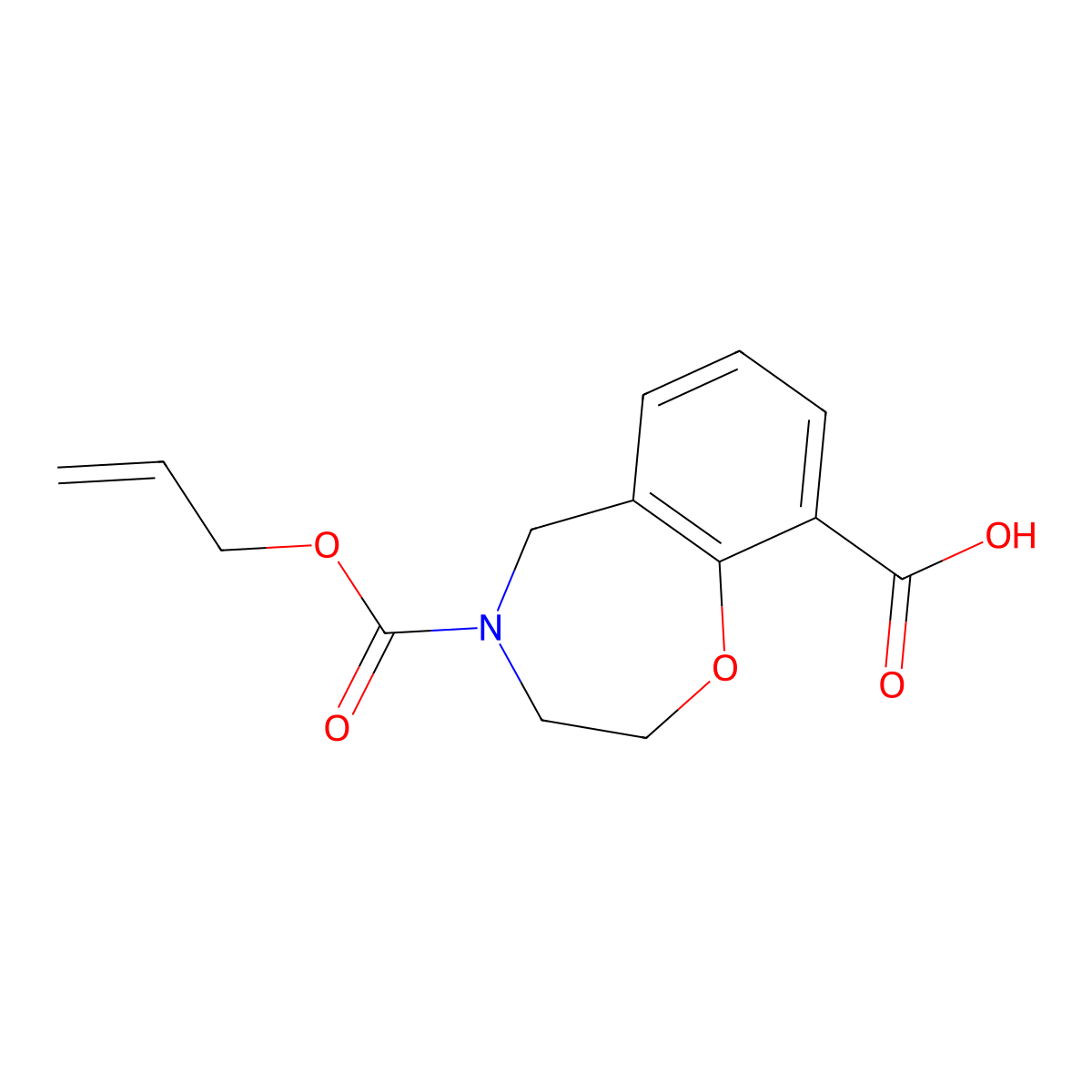 4-[(Prop-2-en-1-yloxy)carbonyl]-2,3,4,5-tetrahydro-1,4-benzoxazepine-9-carboxylic acid molecular structure, CAS 2680778-34-9