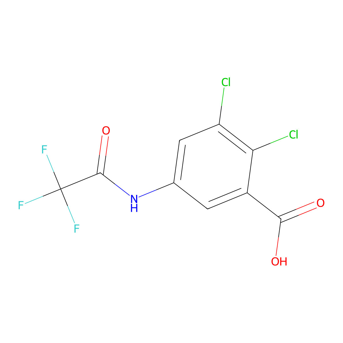 2,3-Dichloro-5-(trifluoroacetamido)benzoic acid molecular structure, CAS 2680778-35-0