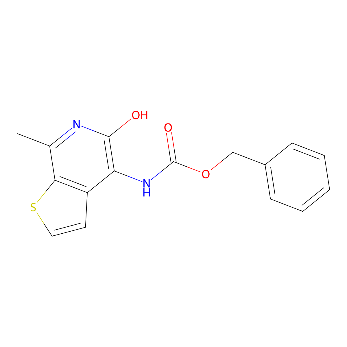 benzyl N-{5-hydroxy-7-methylthieno[2,3-c]pyridin-4-yl}carbamate molecular structure, CAS 2680778-36-1