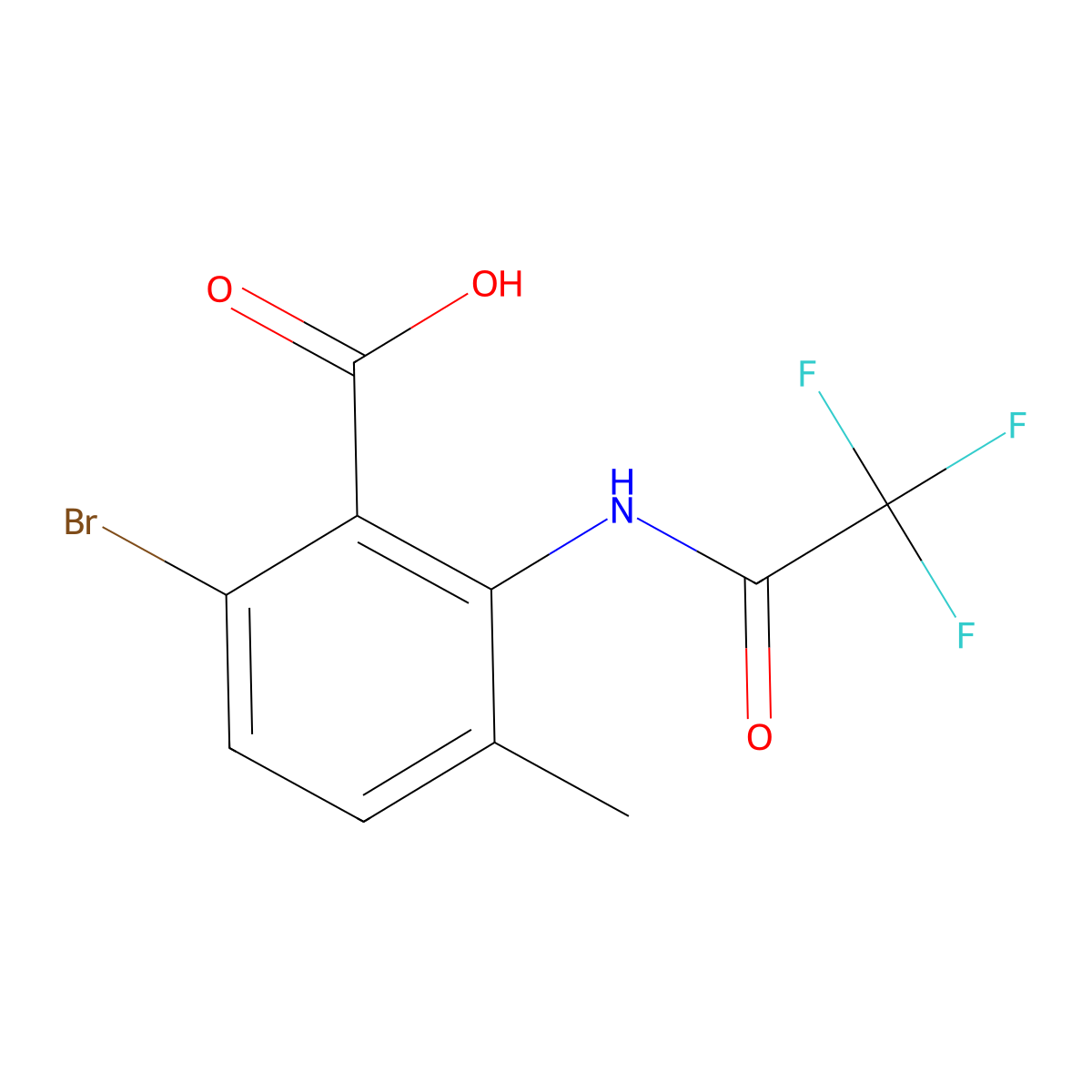 6-Bromo-3-methyl-2-(trifluoroacetamido)benzoic acid molecular structure, CAS 2680778-39-4