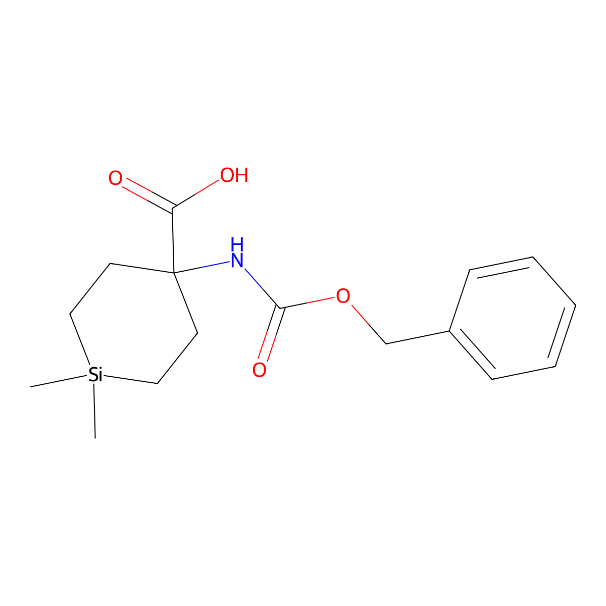 4-{[(Benzyloxy)carbonyl]amino}-1,1-dimethylsilinane-4-carboxylic acid molecular structure, CAS 2680778-51-0