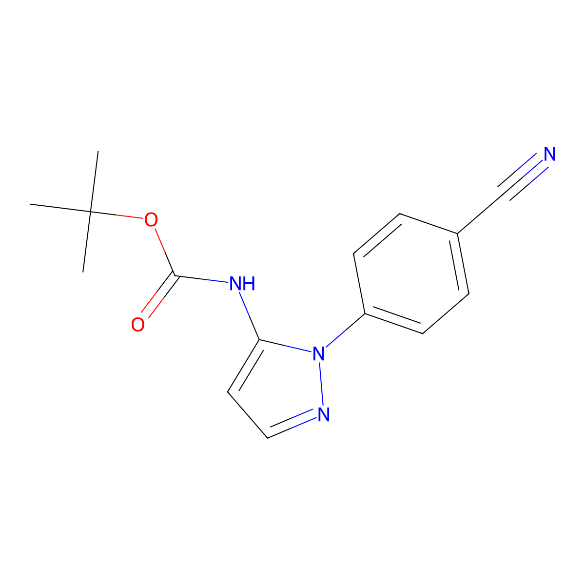 tert-butyl N-[1-(4-cyanophenyl)-1H-pyrazol-5-yl]carbamate molecular structure, CAS 2680778-52-1