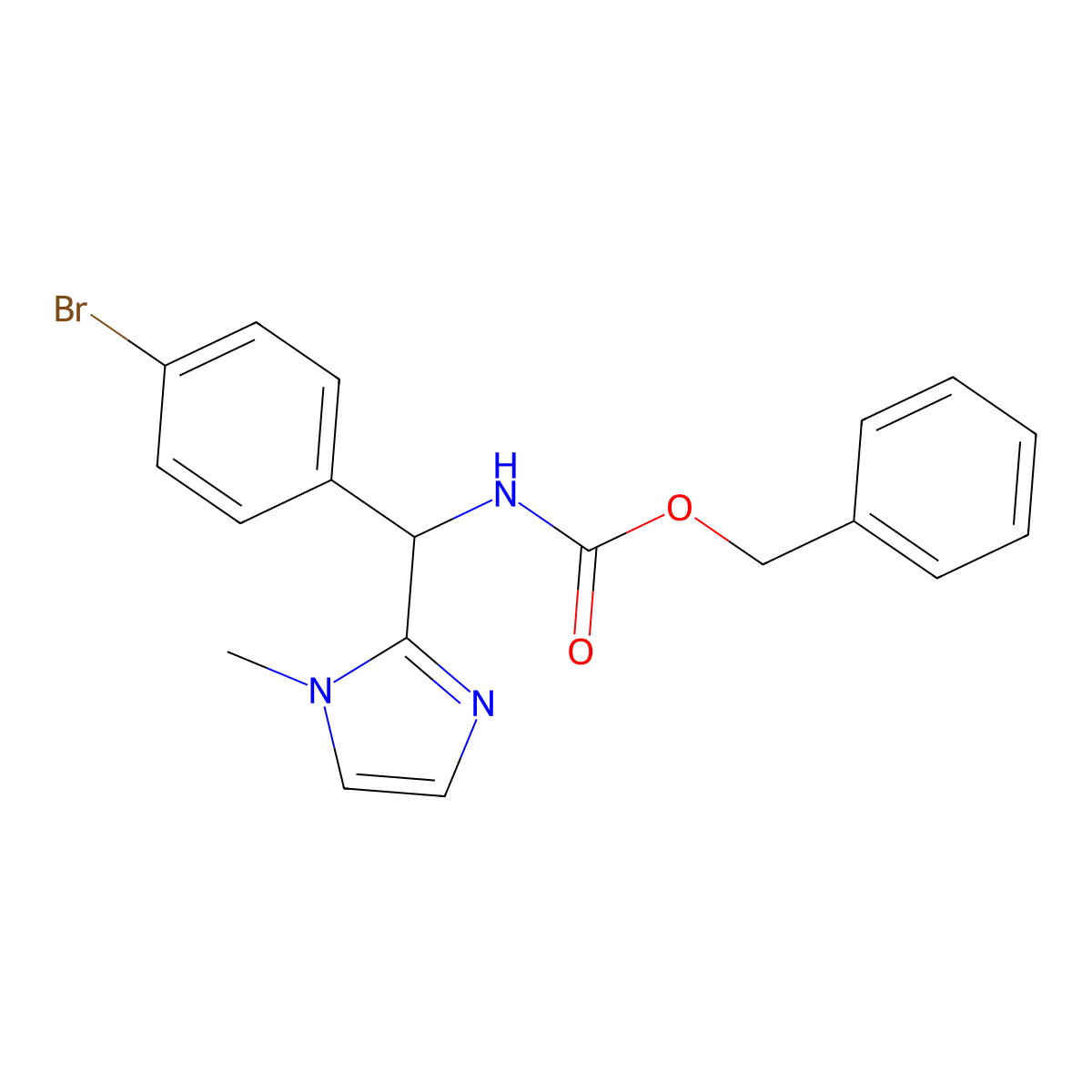 benzyl N-[(4-bromophenyl)(1-methyl-1H-imidazol-2-yl)methyl]carbamate molecular structure, CAS 2680778-57-6