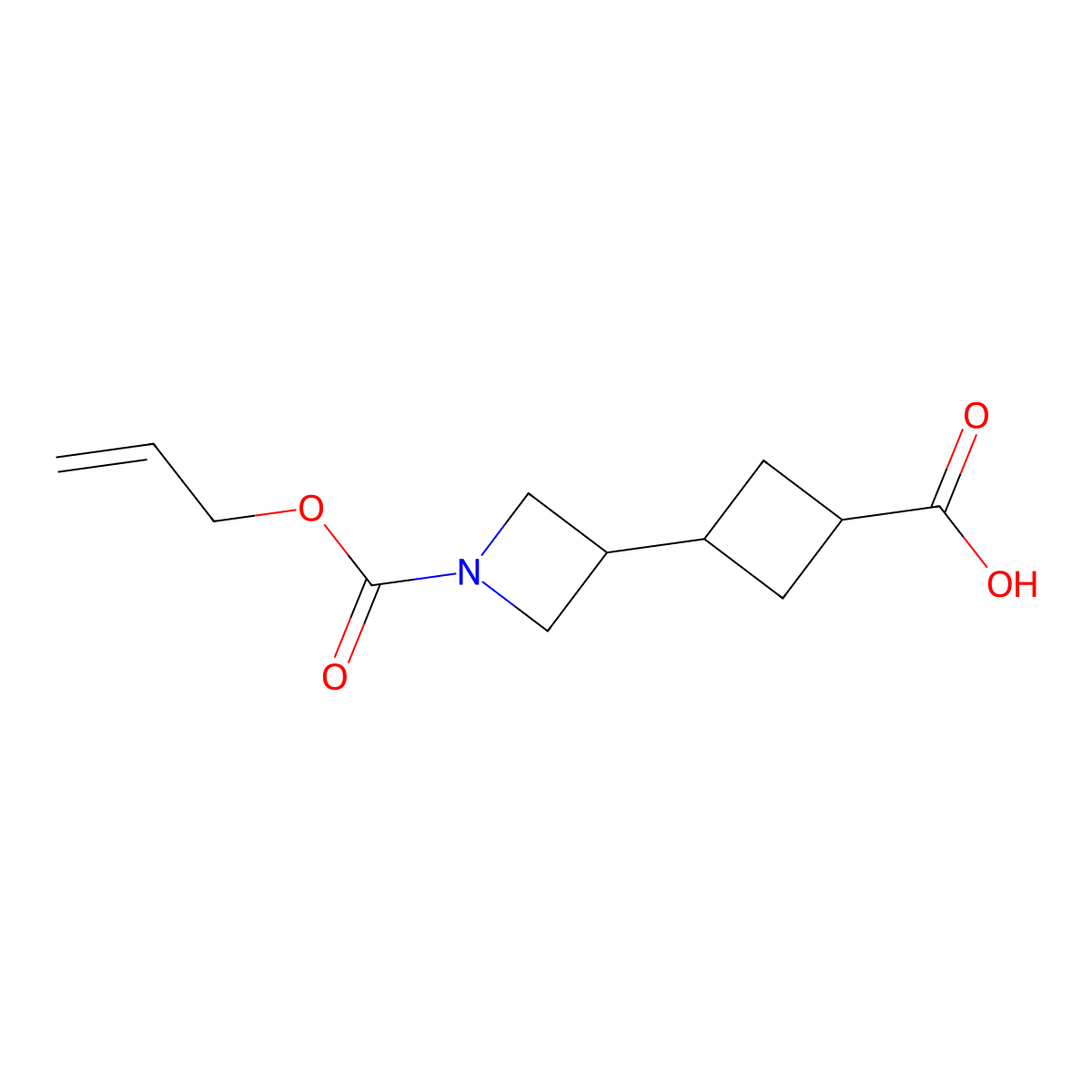 3-{1-[(Prop-2-en-1-yloxy)carbonyl]azetidin-3-yl}cyclobutane-1-carboxylic acid molecular structure, CAS 2680778-62-3