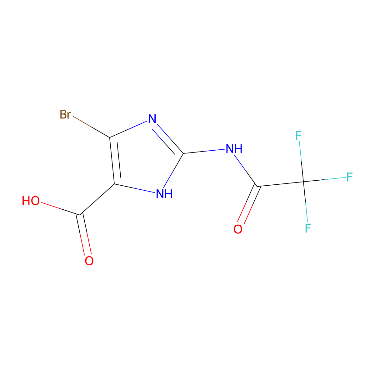 4-bromo-2-(2,2,2-trifluoroacetamido)-1H-imidazole-5-carboxylic acid molecular structure, CAS 2680778-64-5