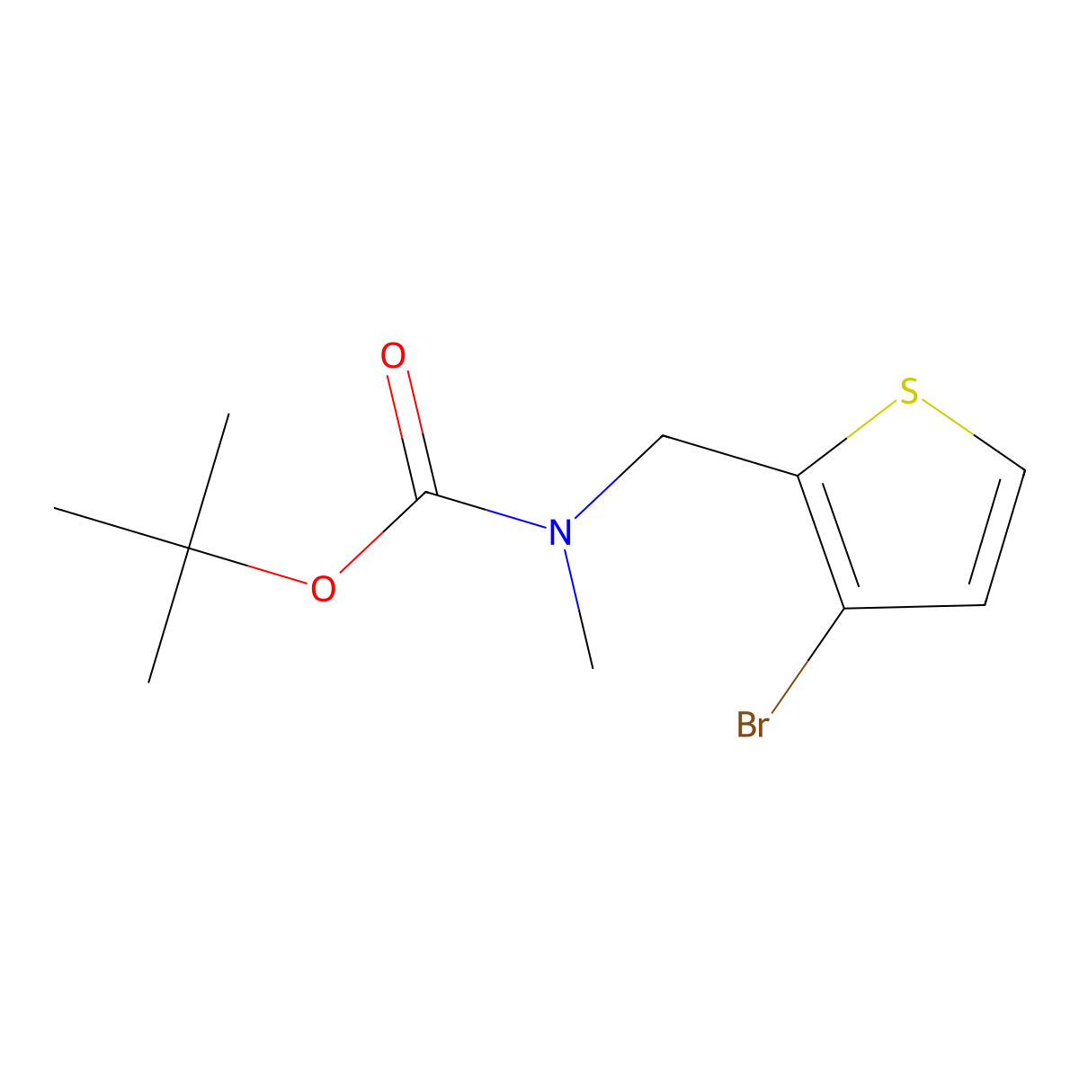 tert-butyl N-[(3-bromothiophen-2-yl)methyl]-N-methylcarbamate molecular structure, CAS 2680778-72-5