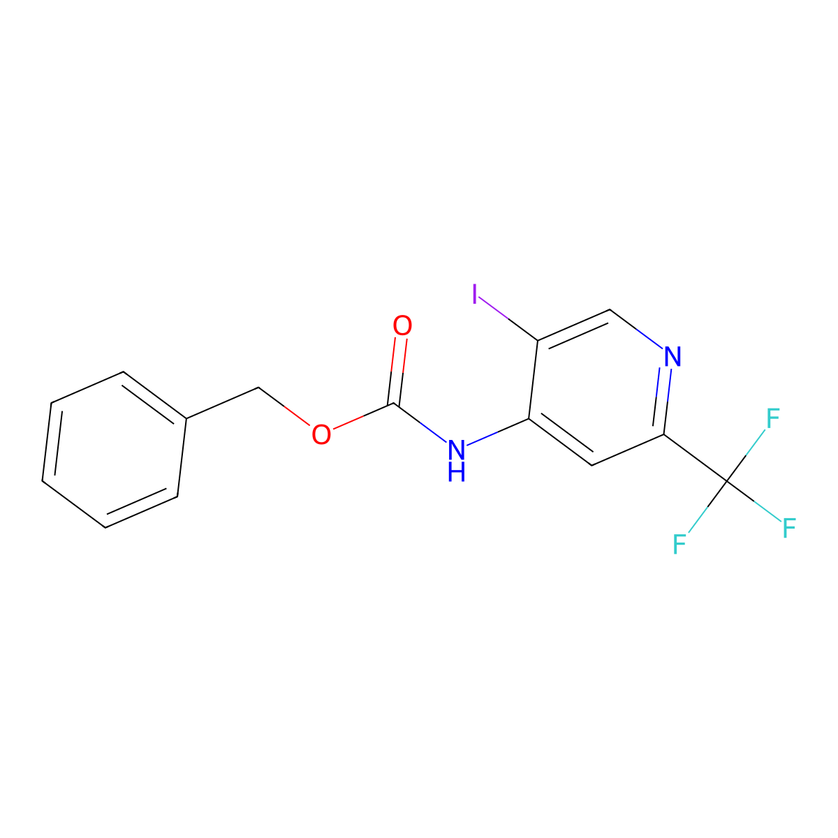benzyl N-[5-iodo-2-(trifluoromethyl)pyridin-4-yl]carbamate molecular structure, CAS 2680778-74-7