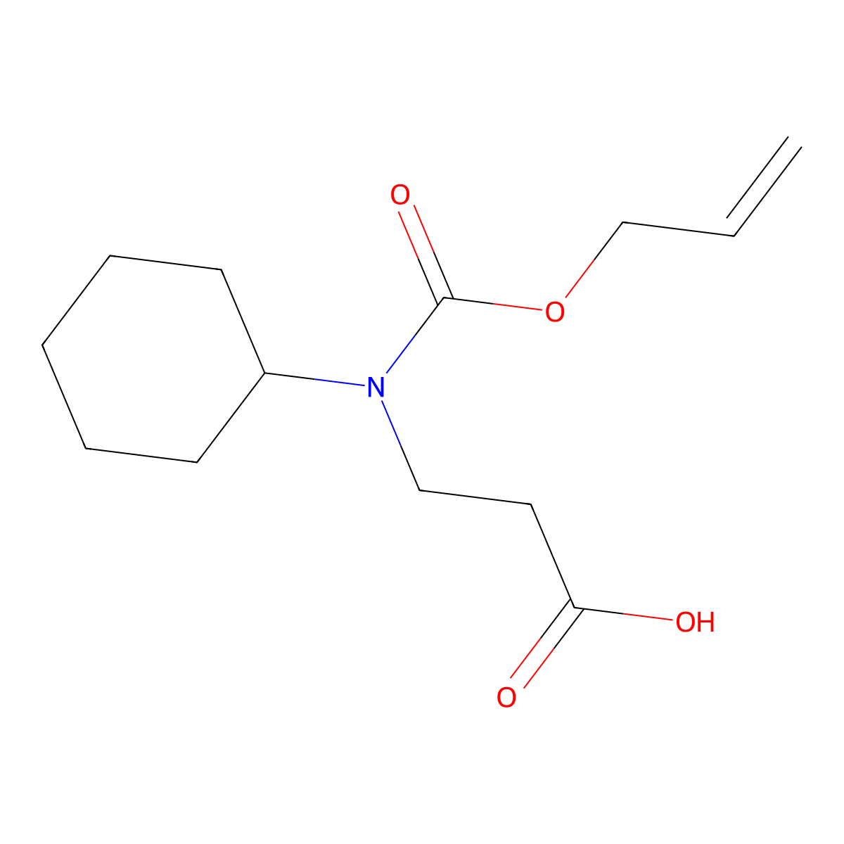 3-{Cyclohexyl[(prop-2-en-1-yloxy)carbonyl]amino}propanoic acid molecular structure, CAS 2680778-80-5