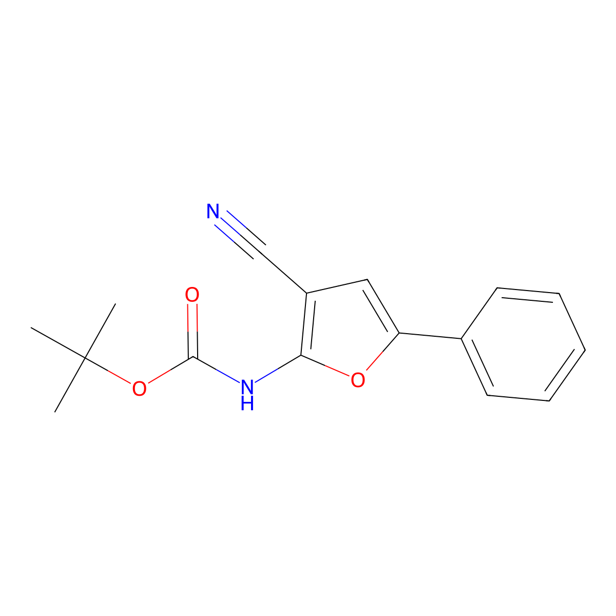 tert-butyl N-(3-cyano-5-phenylfuran-2-yl)carbamate molecular structure, CAS 2680778-81-6