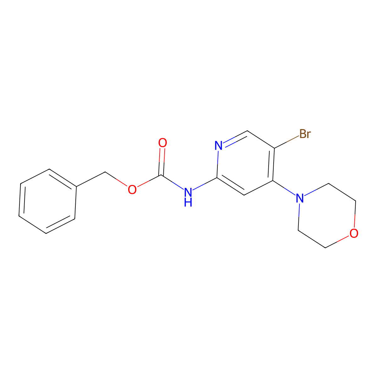 benzyl N-[5-bromo-4-(morpholin-4-yl)pyridin-2-yl]carbamate molecular structure, CAS 2680778-86-1