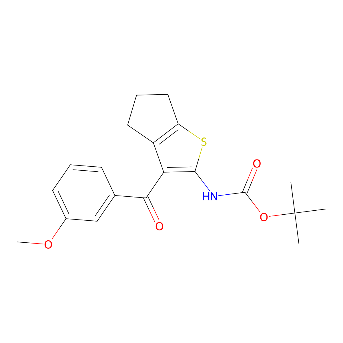 tert-butyl N-[3-(3-methoxybenzoyl)-4H,5H,6H-cyclopenta[b]thiophen-2-yl]carbamate molecular structure, CAS 2680778-87-2