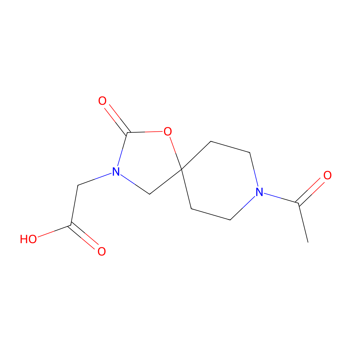 2-{8-Acetyl-2-oxo-1-oxa-3,8-diazaspiro[4.5]decan-3-yl}acetic acid molecular structure, CAS 2680778-88-3