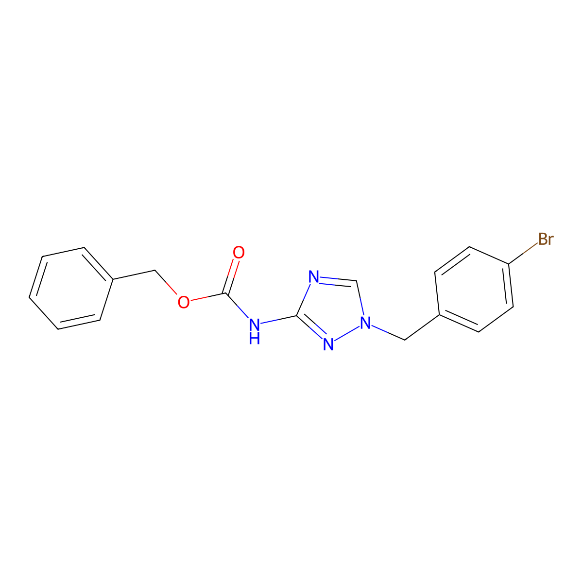 benzyl N-{1-[(4-bromophenyl)methyl]-1H-1,2,4-triazol-3-yl}carbamate molecular structure, CAS 2680778-97-4