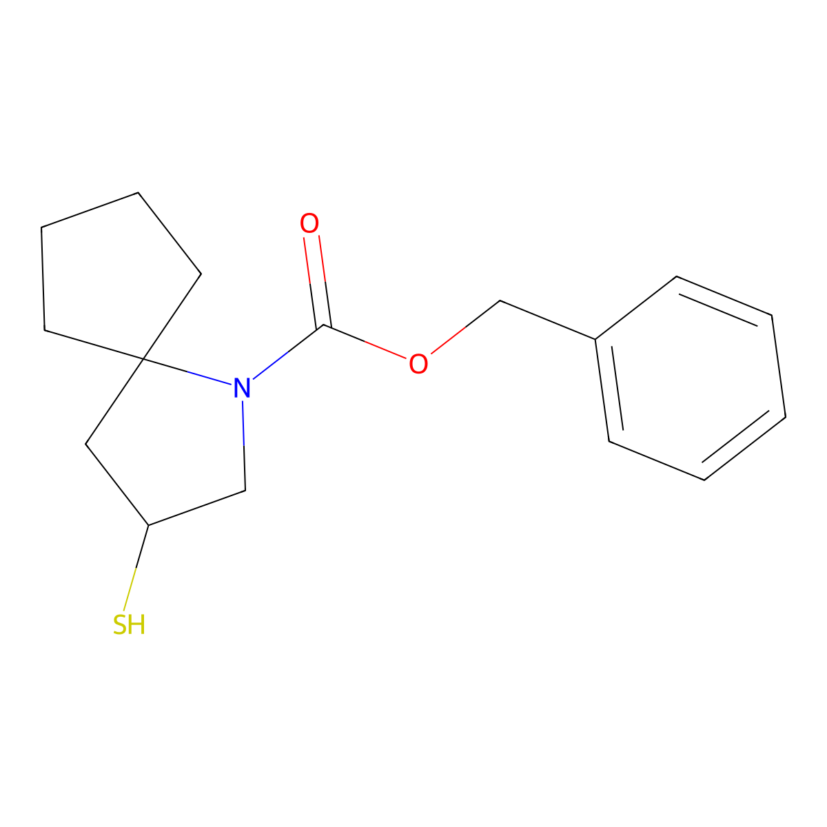 Benzyl 3-sulfanyl-1-azaspiro[4.4]nonane-1-carboxylate molecular structure, CAS 2680778-98-5