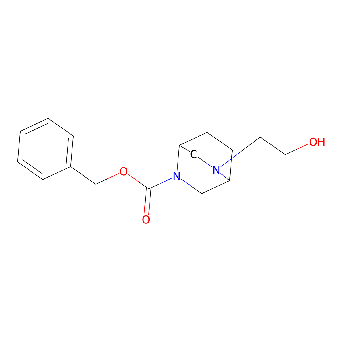Benzyl 5-(2-hydroxyethyl)-2,5-diazabicyclo[2.2.2]octane-2-carboxylate molecular structure, CAS 2680779-05-7