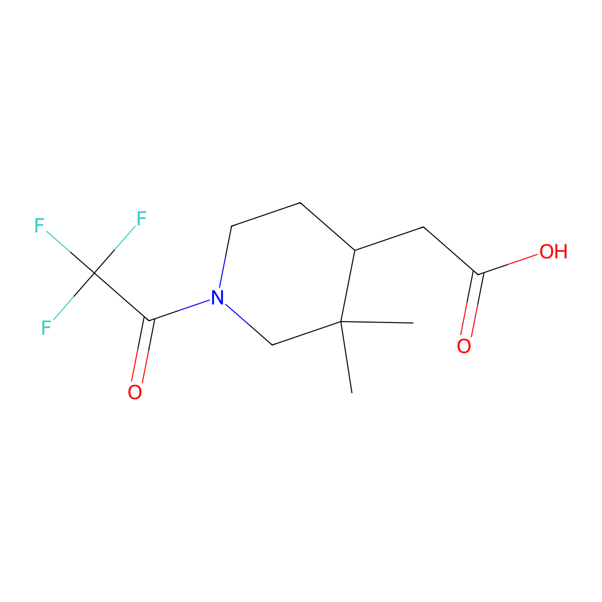 2-[3,3-Dimethyl-1-(2,2,2-trifluoroacetyl)piperidin-4-yl]acetic acid molecular structure, CAS 2680779-09-1