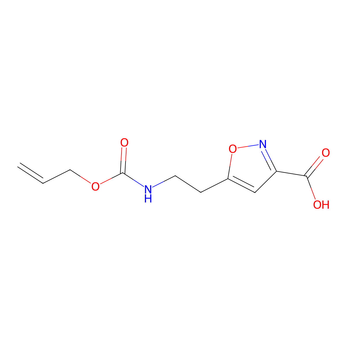 5-(2-{[(Prop-2-en-1-yloxy)carbonyl]amino}ethyl)-1,2-oxazole-3-carboxylic acid molecular structure, CAS 2680779-10-4