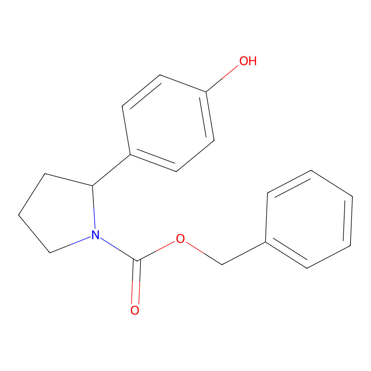 Benzyl 2-(4-hydroxyphenyl)pyrrolidine-1-carboxylate molecular structure, CAS 2680779-11-5