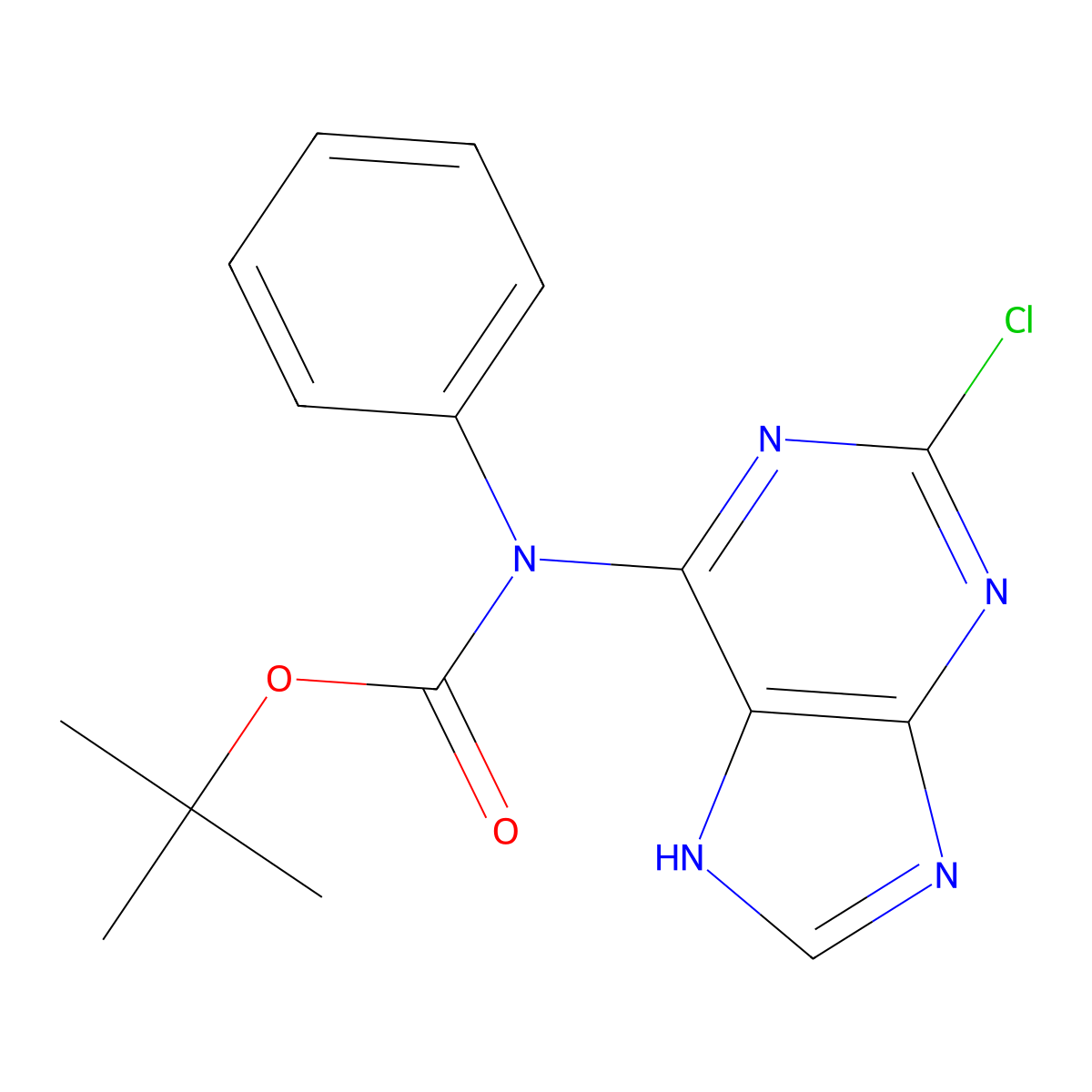 tert-butyl N-(2-chloro-7H-purin-6-yl)-N-phenylcarbamate molecular structure, CAS 2680779-12-6