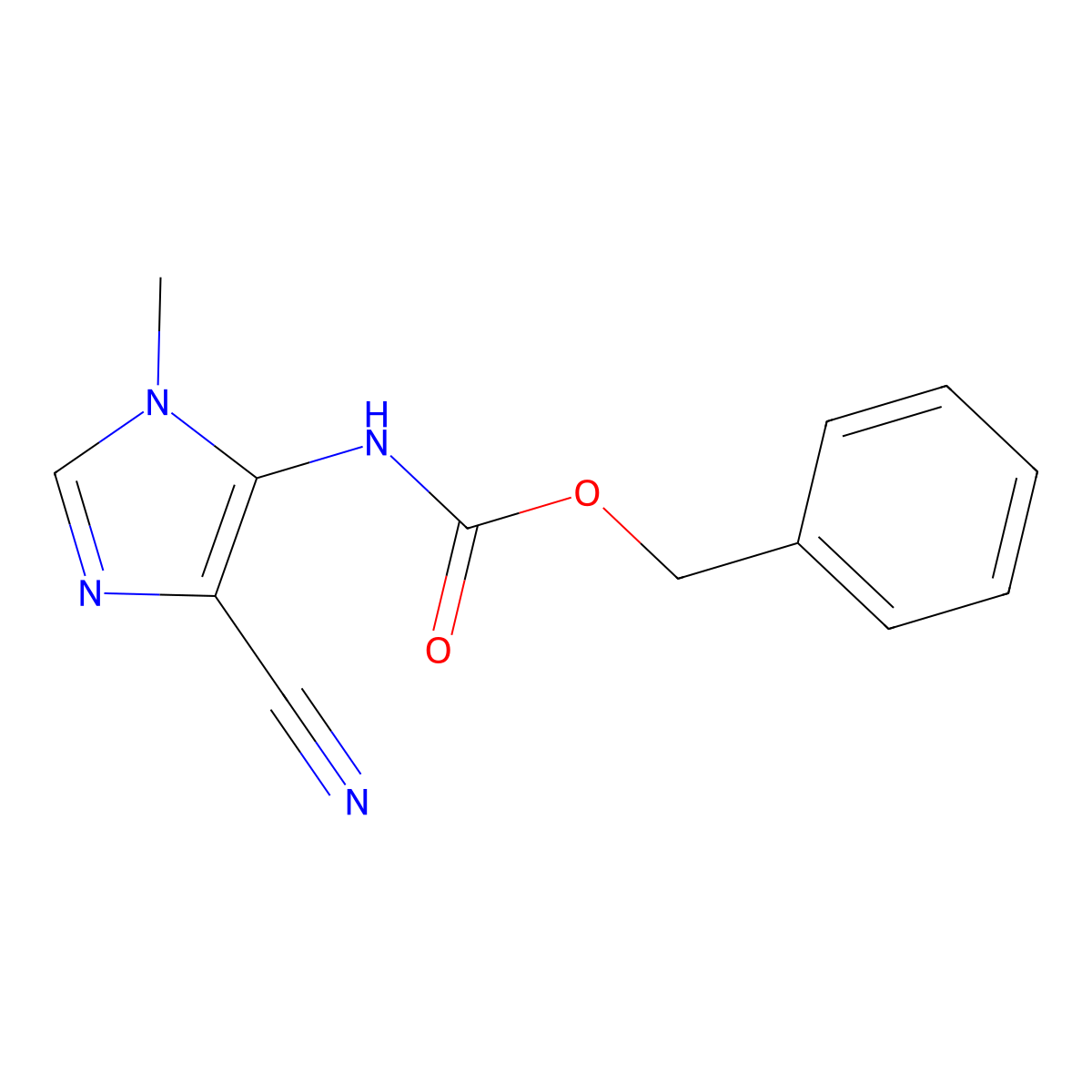 benzyl N-(4-cyano-1-methyl-1H-imidazol-5-yl)carbamate molecular structure, CAS 2680779-17-1