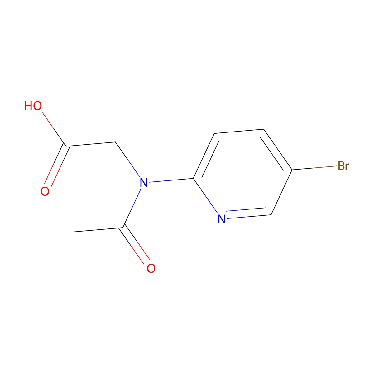 2-[N-(5-bromopyridin-2-yl)acetamido]acetic acid molecular structure, CAS 2680779-21-7