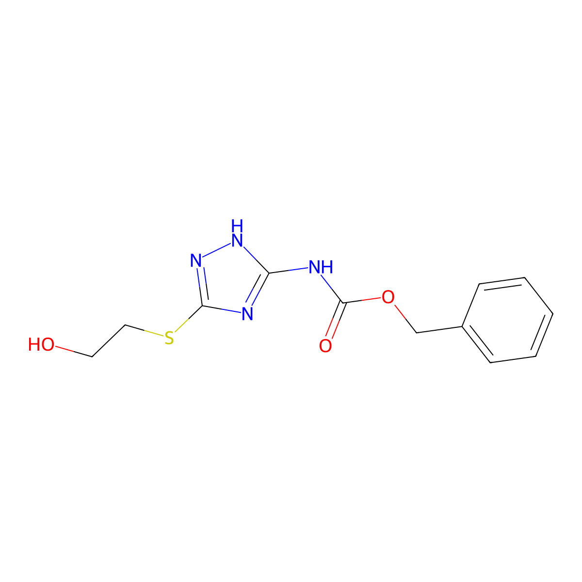 benzyl N-{3-[(2-hydroxyethyl)sulfanyl]-1H-1,2,4-triazol-5-yl}carbamate molecular structure, CAS 2680779-23-9