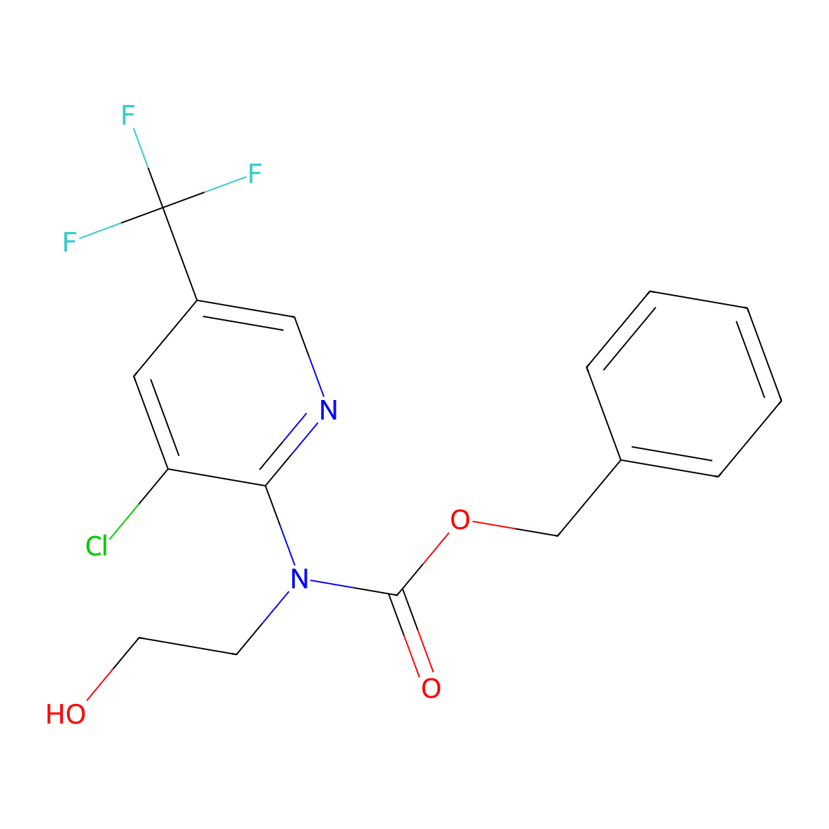 benzyl N-[3-chloro-5-(trifluoromethyl)pyridin-2-yl]-N-(2-hydroxyethyl)carbamate molecular structure, CAS 2680779-32-0