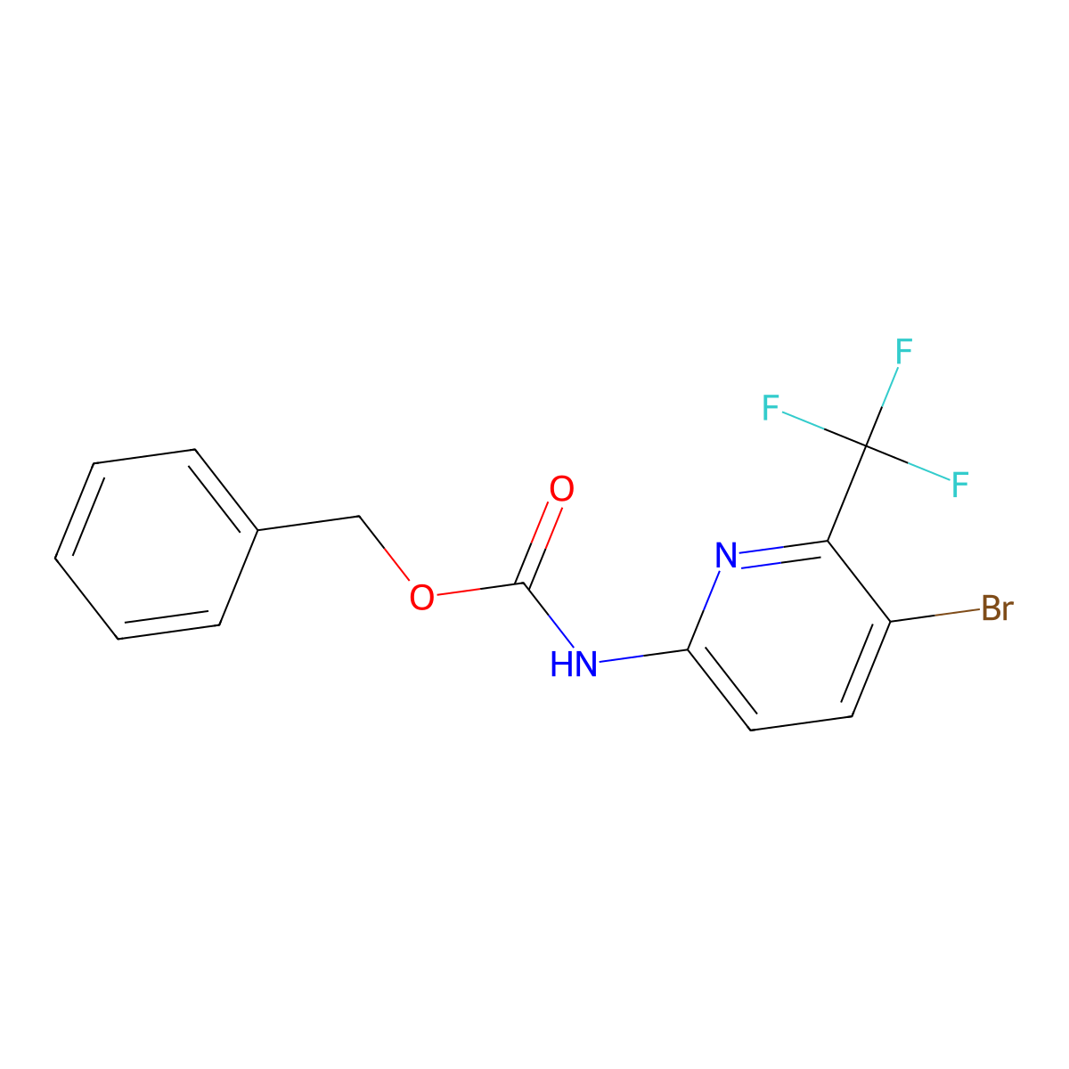 benzyl N-[5-bromo-6-(trifluoromethyl)pyridin-2-yl]carbamate molecular structure, CAS 2680779-34-2