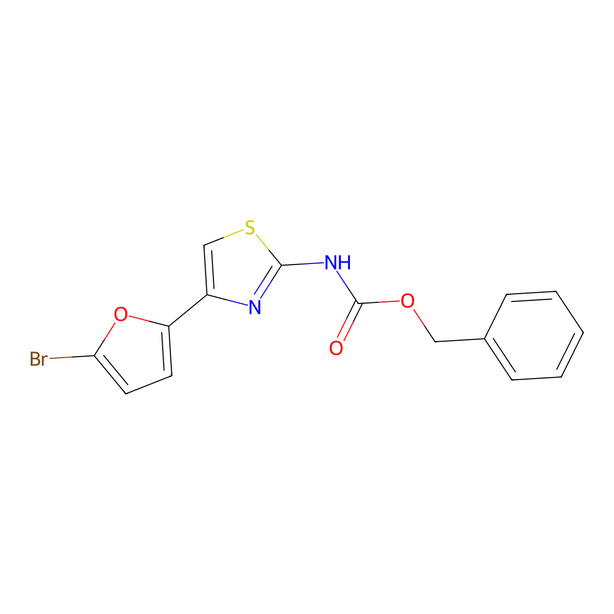 benzyl N-[4-(5-bromofuran-2-yl)-1,3-thiazol-2-yl]carbamate molecular structure, CAS 2680779-35-3