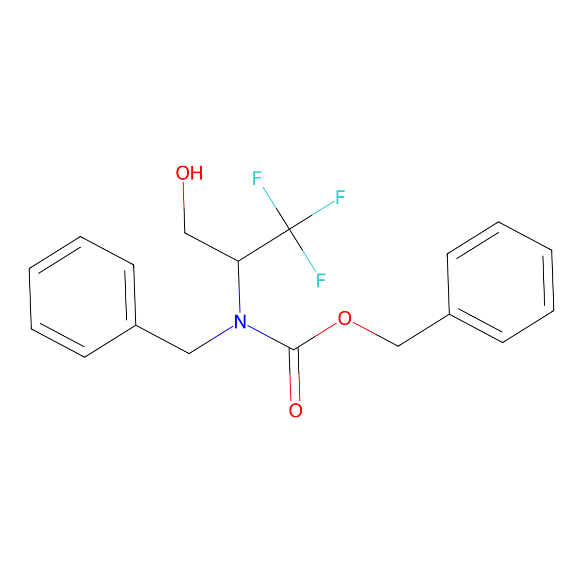 benzyl N-benzyl-N-(1,1,1-trifluoro-3-hydroxypropan-2-yl)carbamate molecular structure, CAS 2680779-42-2
