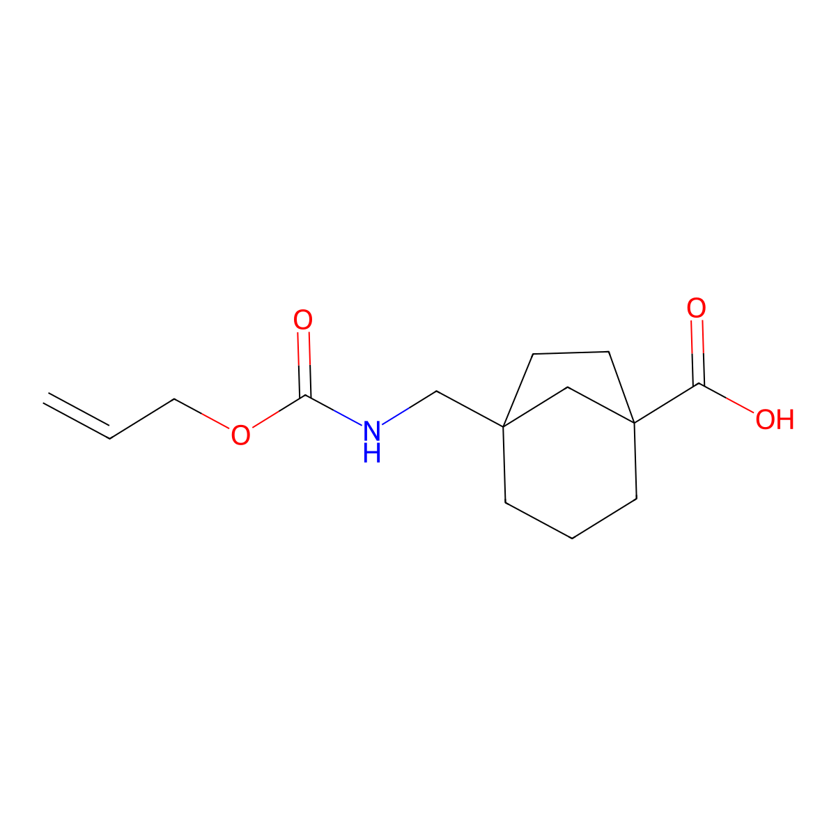 5-({[(Prop-2-en-1-yloxy)carbonyl]amino}methyl)bicyclo[3.2.1]octane-1-carboxylic acid molecular structure, CAS 2680779-46-6
