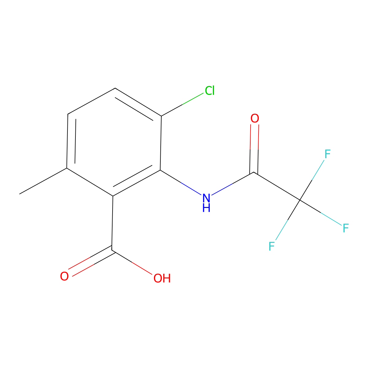 3-Chloro-6-methyl-2-(2,2,2-trifluoroacetamido)benzoic acid molecular structure, CAS 2680779-54-6