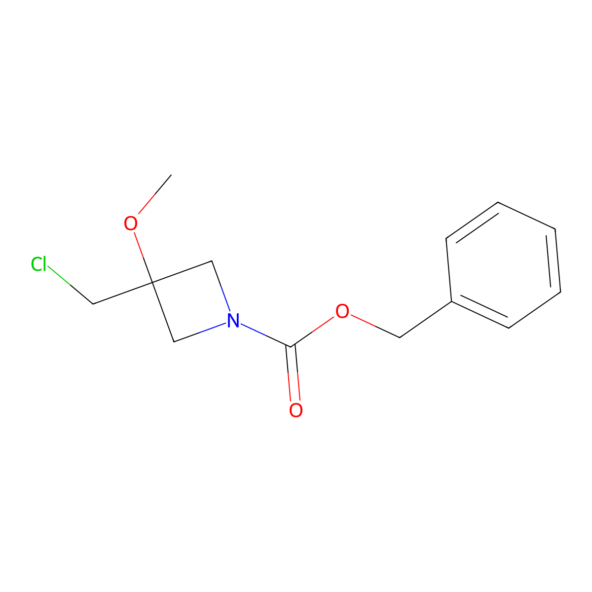 Benzyl 3-(chloromethyl)-3-methoxyazetidine-1-carboxylate molecular structure, CAS 2680779-61-5