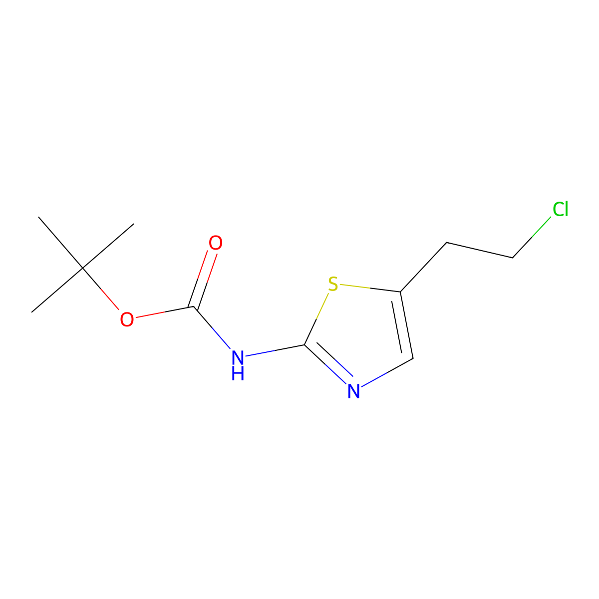 tert-butyl N-[5-(2-chloroethyl)-1,3-thiazol-2-yl]carbamate molecular structure, CAS 2680779-68-2
