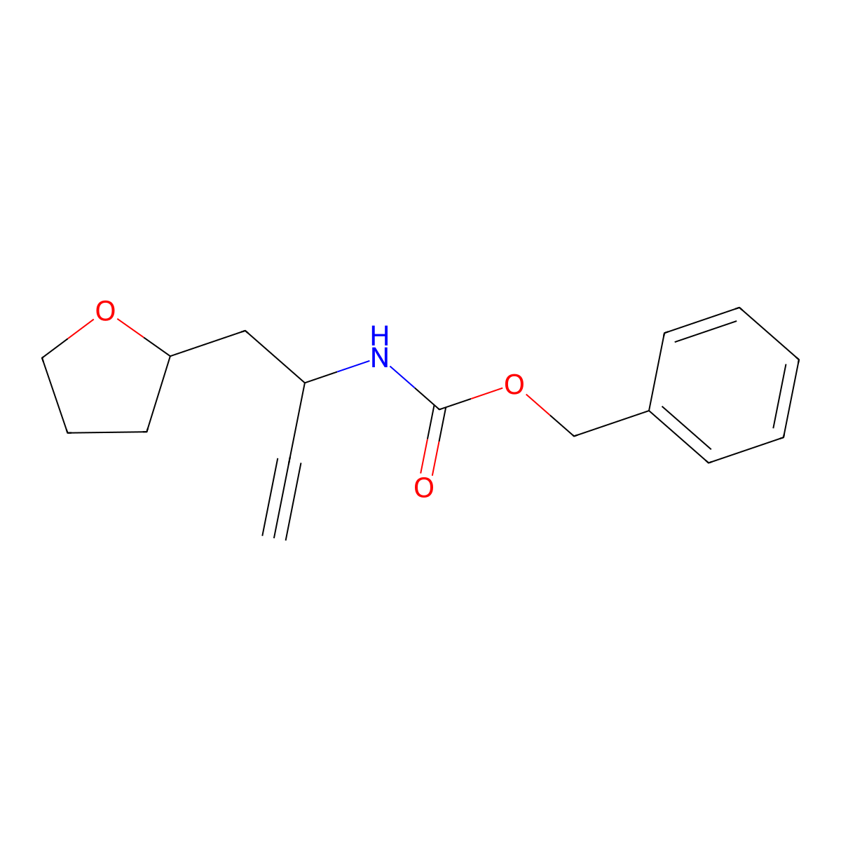 benzyl N-[1-(oxolan-2-yl)but-3-yn-2-yl]carbamate molecular structure, CAS 2680779-69-3